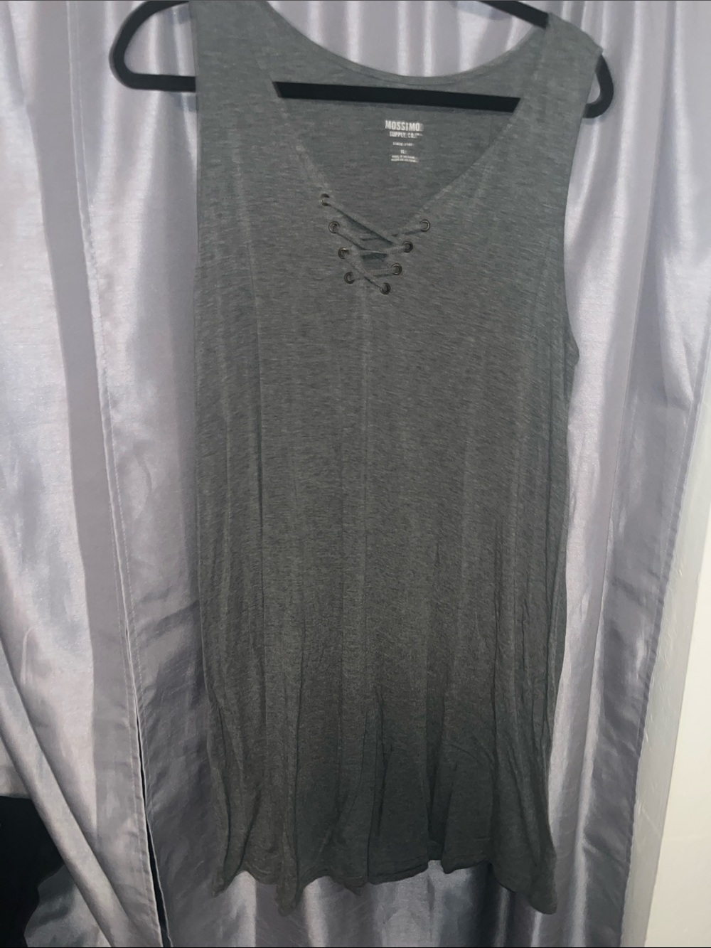 Mossimo Supply Co. Gray Lace-Up Tank Dress